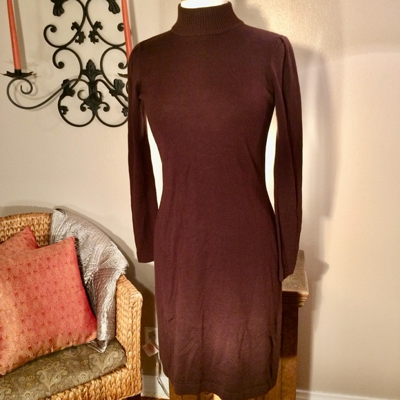 Brown Fitted Sweater Dress - Picture 3 of 8